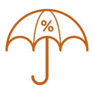 Umbrella icon with percentage symbol depicting 'insurance tax'