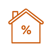 Icon of house with percentage sign in the middle 